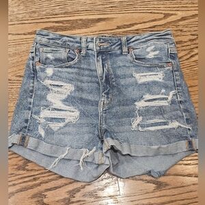 American Eagle Outfitters Blue Distressed Mom Short